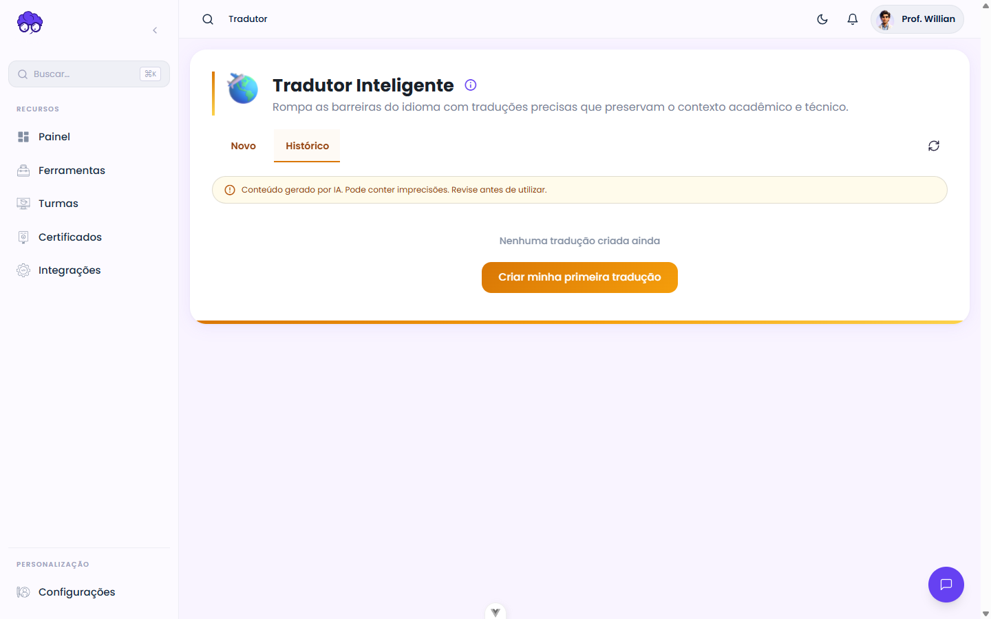 Histórico — Tradução